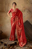 Elegant Red Georgette Satin Silk Digital Print Designer Saree for Wedding
