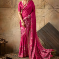 Beautiful Rani Pink Georgette Digital Print Designer Saree for Wedding