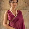 Beautiful Wine Georgette Digital Print Designer Saree for Wedding