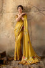 Stylish Mustard Yellow Georgette Digital Print Designer Saree for Wedding