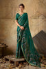 Royal Emerald Green Georgette Digital Print Designer Saree for Wedding