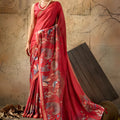 Vibrant Red Georgette Digital Print Designer Saree for Wedding