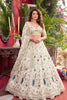 Luxury Off White Net Embroidered Lehenga Choli with Peacock Floral Thread Work and Matching Dupatta