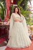 Stylish Off White Organza Silk Lehenga Choli with Sequins Stripe Work and Matching Dupatta
