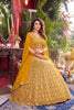 Luxury Mustard Yellow Faux Georgette Lehenga Choli with Heavy Embroidery Work and Matching Dupatta