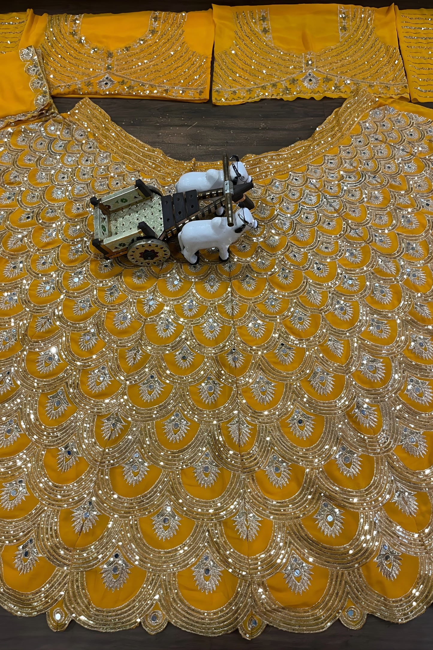 Luxury Mustard Yellow Faux Georgette Lehenga Choli with Heavy Embroidery Work and Matching Dupatta