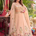 Stunning Peach Faux Georgette Embroidered Lehenga Choli with Floral Designer Work and Matching Dupatta