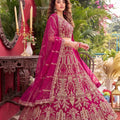 Beautiful Rani Pink Butterfly Net Lehenga Choli with Heavy Zari Embroidery Work and Matching Dupatta
