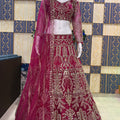 Beautiful Rani Pink Butterfly Net Lehenga Choli with Heavy Zari Embroidery Work and Matching Dupatta