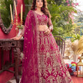 Awesome Rani Pink Faux Georgette Lehenga Choli with Heavy Zari Embroidery Work and Matching Dupatta