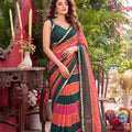 Elegant Dark Green Faux Georgette Real Mirror Work Saree for Women