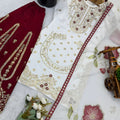 Elegant Off White Pure GMY Silk Heavy Micro Cotton Palazzo Suit for Women