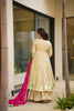 Stylish Off White Soft Chinon Complete Handmade Gottapatti Work Anarkali Suit