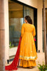 Graceful Mustard Yellow Soft Chinon Complete Handmade Gottapatti Work Anarkali Suit