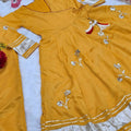 Graceful Mustard Yellow Soft Chinon Complete Handmade Gottapatti Work Anarkali Suit