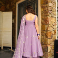 Premium Lavender Soft Chiffon Complete Handmade Gottapatti Work Anarkali Suit