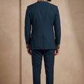 Royal Teal Blue Wedding Jodhpuri Suit for Men with Embroidered Peacock Motif