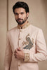 Elegant Pink Wedding Jodhpuri Suit for Men with Embroidered Peacock Motif