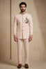 Elegant Pink Wedding Jodhpuri Suit for Men with Embroidered Peacock Motif