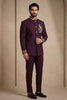 Stunning Maroon Wedding Jodhpuri Suit for Men with Embroidered Peacock Motif