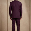 Stunning Maroon Wedding Jodhpuri Suit for Men with Embroidered Peacock Motif