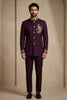 Stunning Maroon Wedding Jodhpuri Suit for Men with Embroidered Peacock Motif