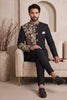Stylish Black Wedding Jodhpuri Suit for Men with Floral Embroidery Work