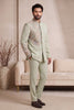 Handsome Pista Green Wedding Jodhpuri Suit for Men with Floral Embroidery Work