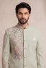 Handsome Pista Green Wedding Jodhpuri Suit for Men with Floral Embroidery Work