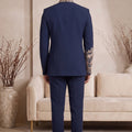 Royal Navy Blue Wedding Jodhpuri Suit for Men with Floral Embroidery Work