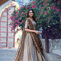 Elegant Beige Chinon Designer Lehenga Choli with Zari Weaving Work for Women