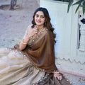Elegant Beige Chinon Designer Lehenga Choli with Zari Weaving Work for Women