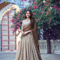 Elegant Beige Chinon Designer Lehenga Choli with Zari Weaving Work for Women