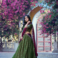 Stylish Olive Green Chinon Designer Lehenga Choli with Zari Weaving Work for Women