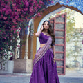 Charming Purple Chinon Designer Lehenga Choli with Zari Weaving Work for Women