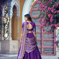 Charming Purple Chinon Designer Lehenga Choli with Zari Weaving Work for Women