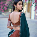 Beautiful Rust Brown Chinon Designer Lehenga Choli with Zari Weaving Work for Women