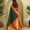 Royal Bottle Green Paithani Silk Saree with Zari Weaving Work for Women