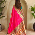 Beautiful Rani Pink Paithani Silk Saree Zari Weaving Work for Women