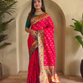 Beautiful Rani Pink Paithani Silk Saree Zari Weaving Work for Women