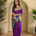 Stylish Purple Paithani Silk Saree with Zari Weaving Work for Women