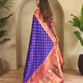 Royal Blue Paithani Silk Saree with Zari Weaving Work for Women