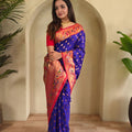 Royal Blue Paithani Silk Saree with Zari Weaving Work for Women