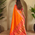 Vibrant Orange Paithani Silk Saree with Zari Weaving Work for Women