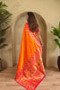 Vibrant Orange Paithani Silk Saree with Zari Weaving Work for Women