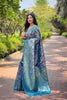 Elegant Sky Blue Kanchipattu Silk Weaving Work Saree for Women