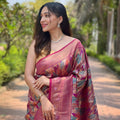 Royal Wine Kanchipattu Silk Weaving Work Saree for Women