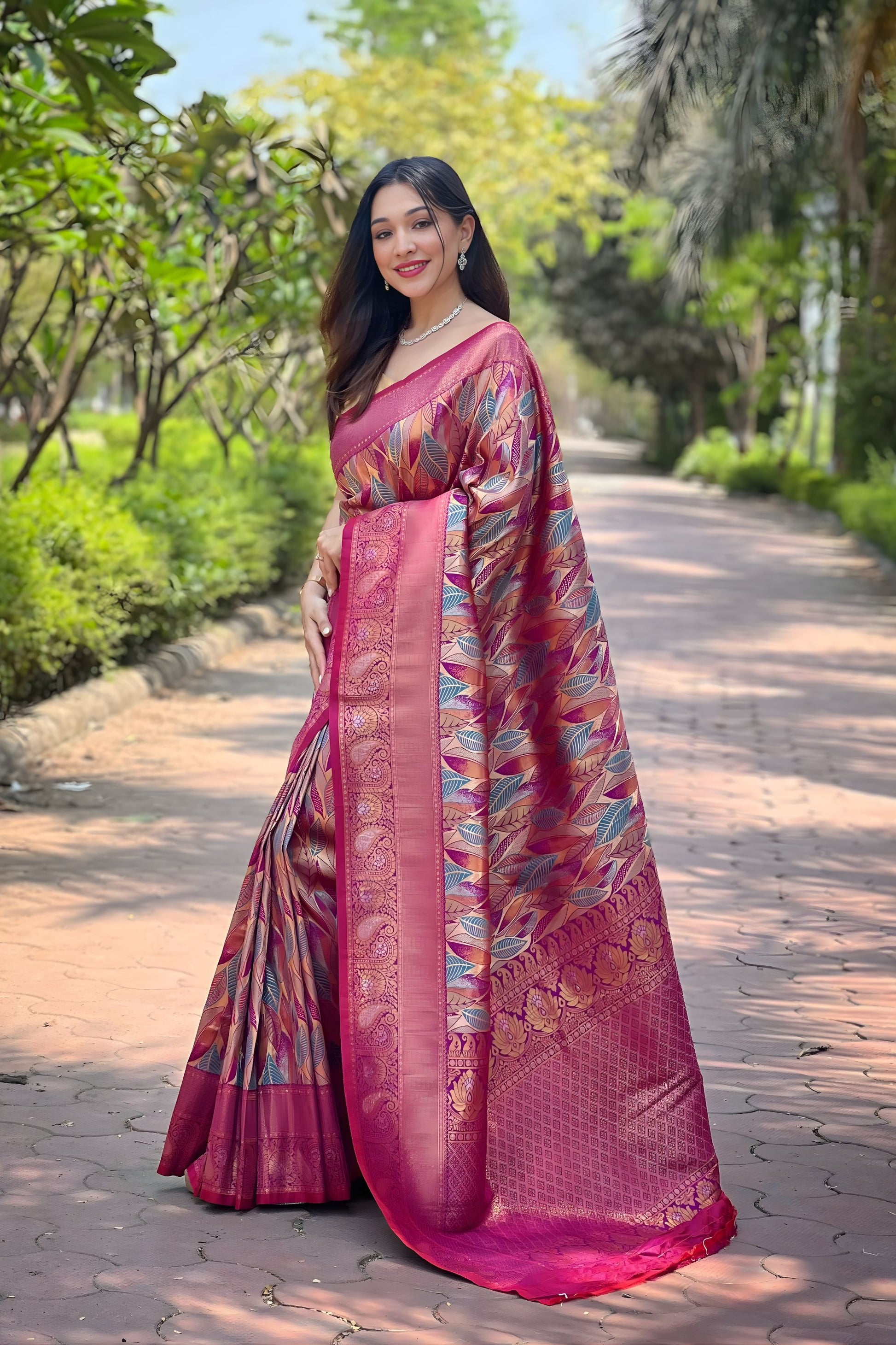 Royal Wine Kanchipattu Silk Weaving Work Saree for Women