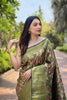 Premium Olive Green Kanchipattu Silk Weaving Work Saree for Women
