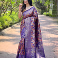 Stylish Lavender Kanchipattu Silk Weaving Work Saree for Women